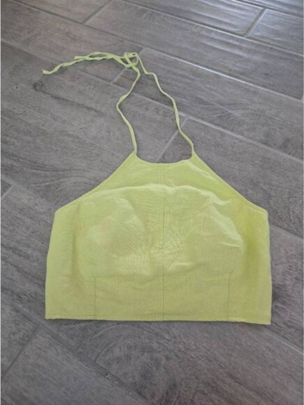Women's House‎ of Harlow 1960 Linen Blend Halter Crop Top Yellow/Green Size 2